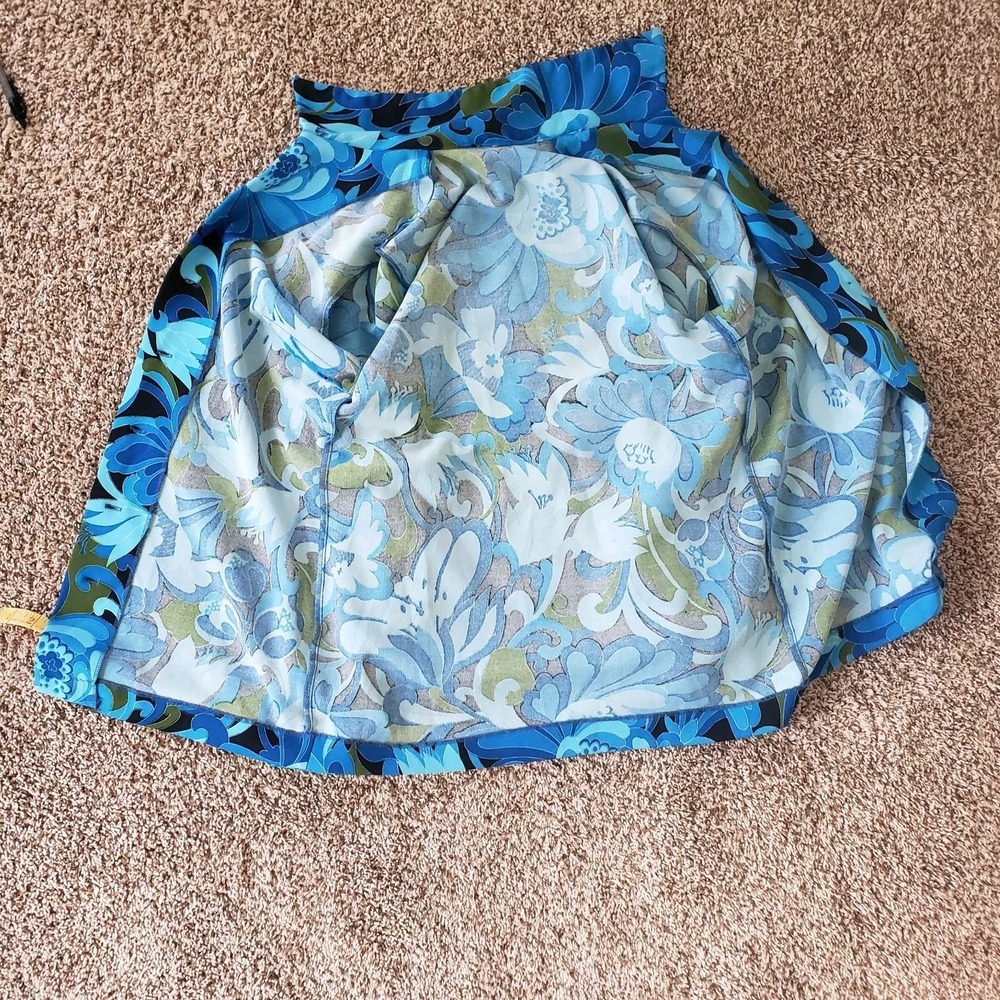 1960s 1970s Vintage Midcentury Midnight Blue Floral Button Up Blouse - Picture 8 of 8